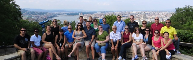 group photo of students on hill overlooking Istanbul